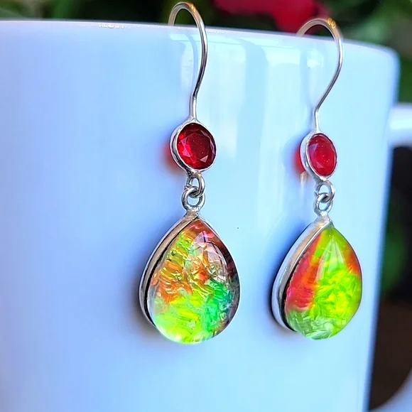 Dichroic Glass Earrings - Picture 2 of 6